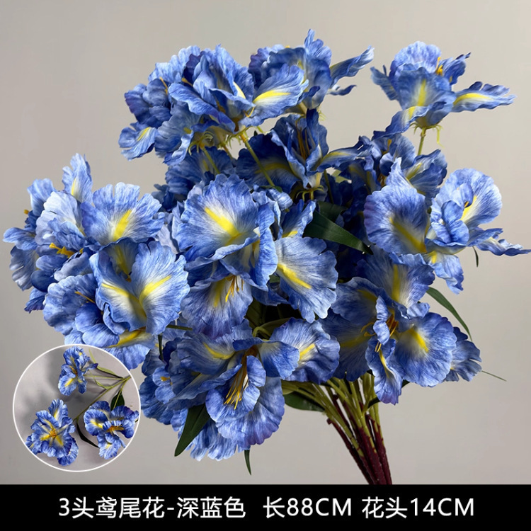 克莱因宝蓝色仿真花婚礼堂布置深蓝色假花吊顶直播间装饰插花玫瑰|undefined