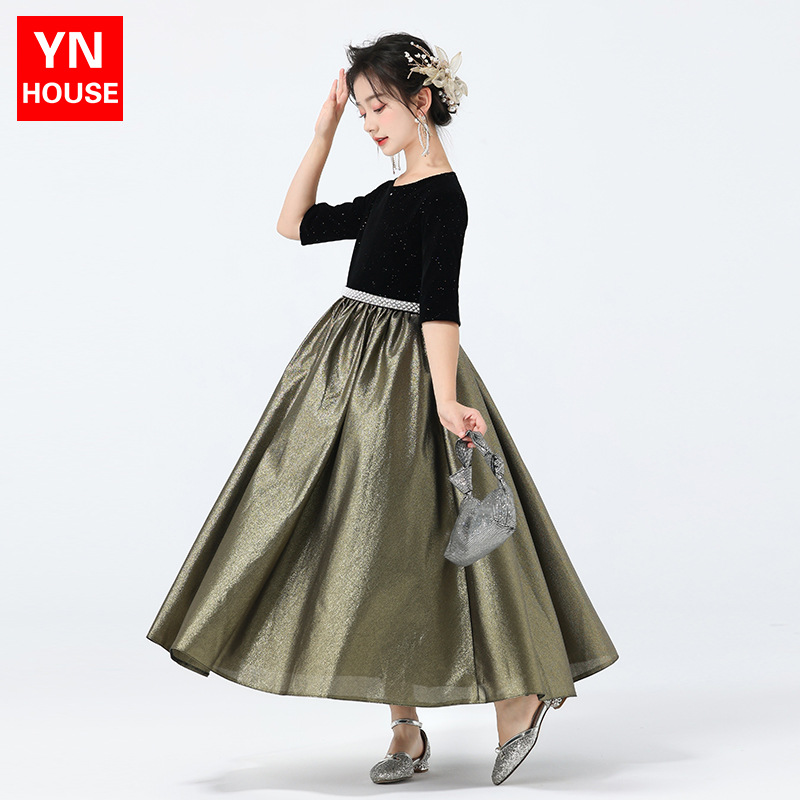 vestido de niña vestido de princesa vestido de niños piano coro vestido de mangas medias vestido de presentación vestido de alta gama