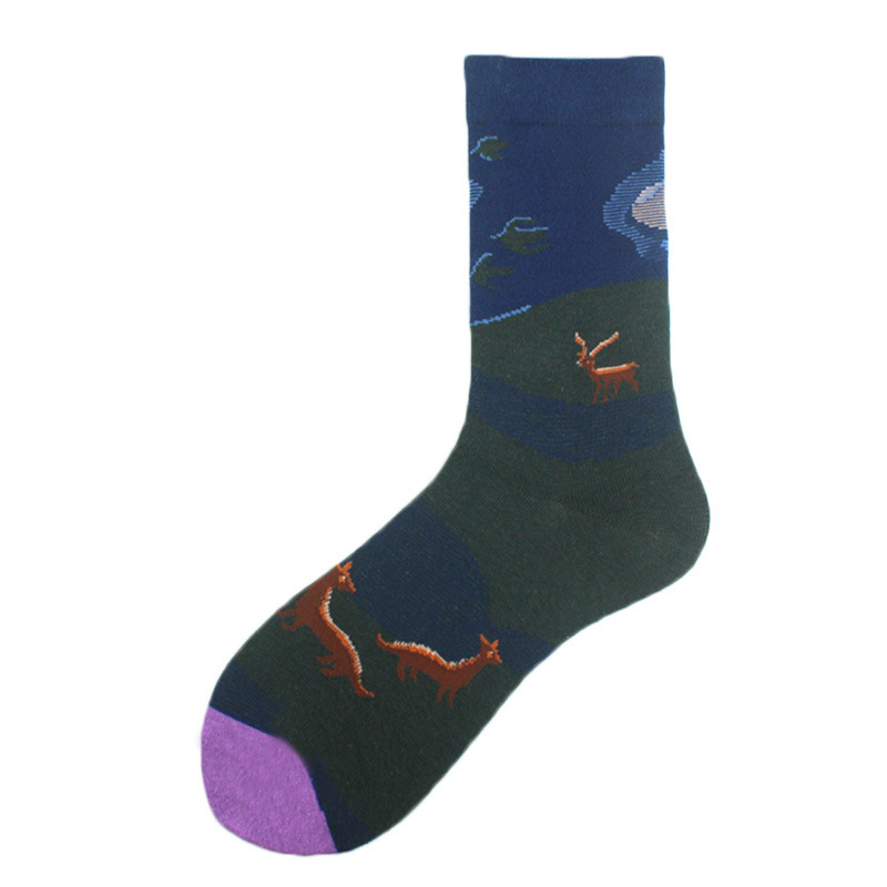 2025d Shark Bee Beast Men's Trendy Zebra Pattern Animal Mid-Calf Socks_voghion.com