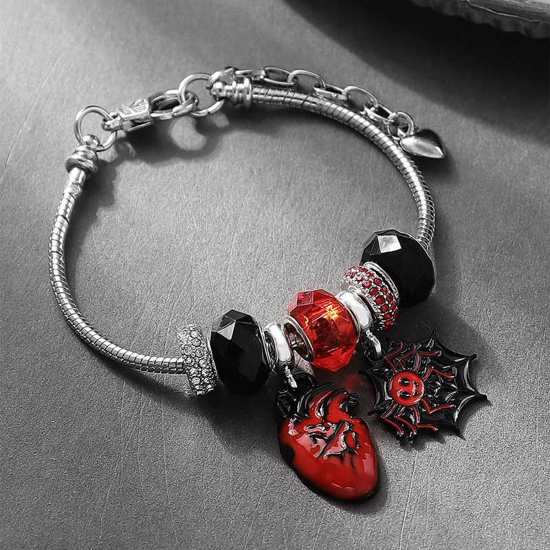 Halloween Dark Gothic Beaded Bracelet Panjia Party Funny Heart Spider DIY Bracelet Jewelry Wholesale Halloween Dark Gothic Beaded Bracelet Panjia Party Funny Heart Spider DIY Bracelet Jewelry Wholesale