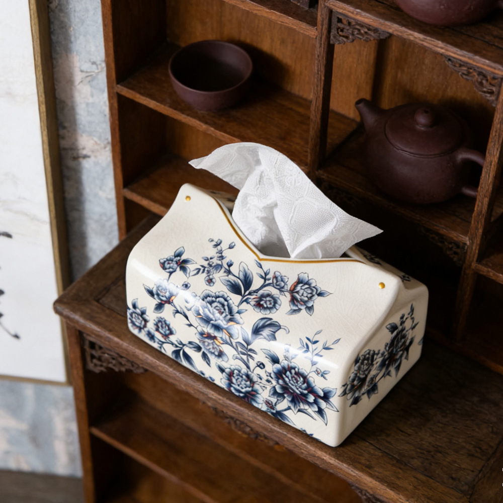 アメリカンスタイルのティッシュボックス、軽奢で高級感のある、リビングやコーヒーテーブルのデコレーションに最適なセラミック製ティッシュボックス、高級感のある卸売品
