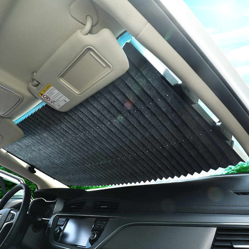 Auto-plegable telescópico solar protector solar cortina de aislamiento térmico montado en el automóvil tipo absorción de placa de visor de aluminio de protección solar para automóvil