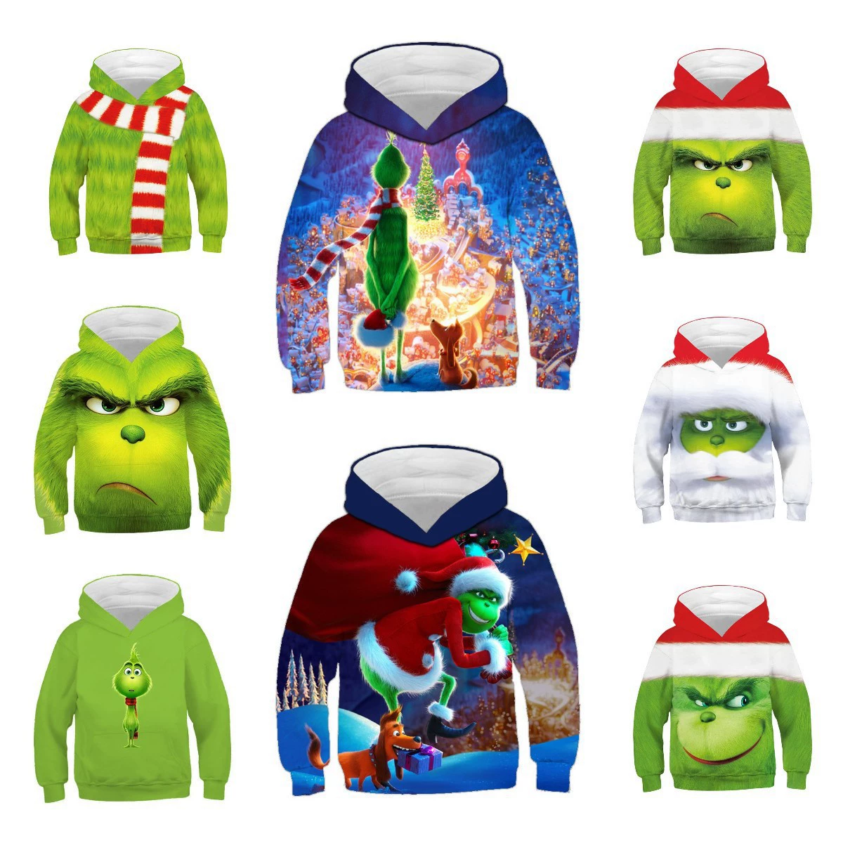 Популярный трансграничный рождественский детский зеленоволосый монстр Гринч Санта-Клаус косплей детский свитер