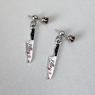 Retro brand earrings, punk style, 2 carat, halloween
