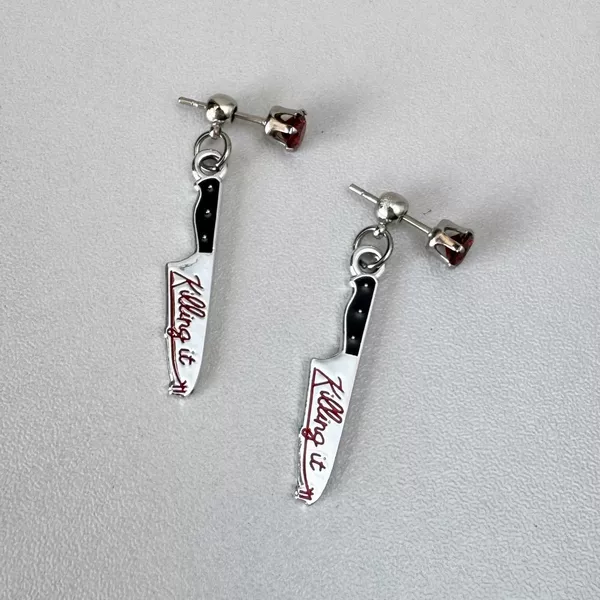 Diablo Gothic Punk Rock Dagger Stud Stud Earrings Ear Buckle Retro Y2K Personality Niche Ins Earrings Halloween