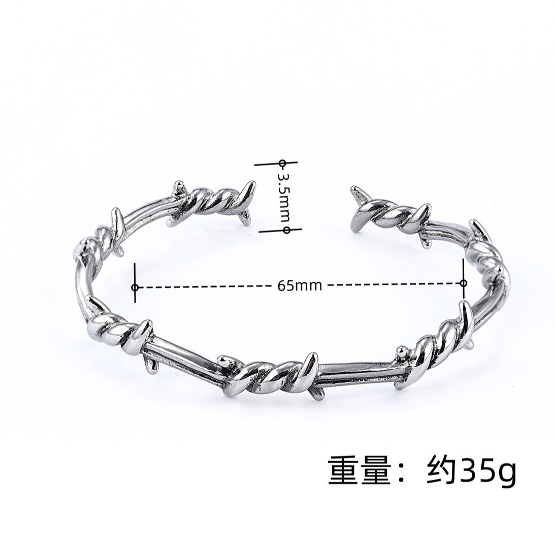 Directamente de la fábrica, joyería de espinas moderna y única, brazalete sencillo de acero inoxidable, brazalete abierto que no se decolora.