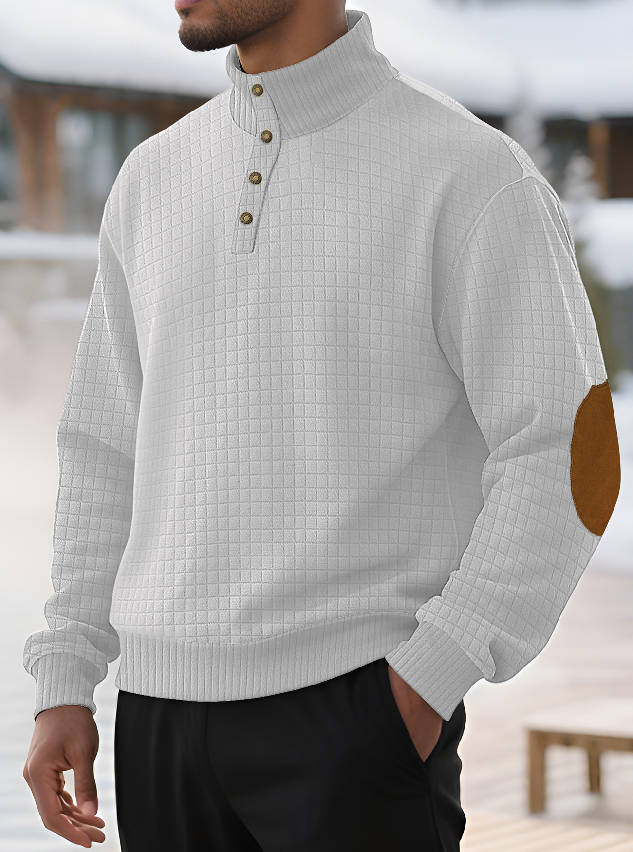 Nuevo otoño transfronterizo nuevo tamaño europeo para hombres Jacquard cuello pequeño jersey de punto chaqueta casual jersey Henry