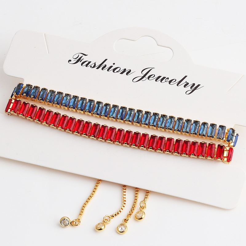 Fashion Square Copper Bracelets Earrings Necklace Inlay Zircon Copper Necklaces