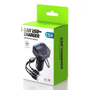 CS3 car mp3 bluetooth player hands-free call fm transmitter 66W super fast charge one drag three car mp3