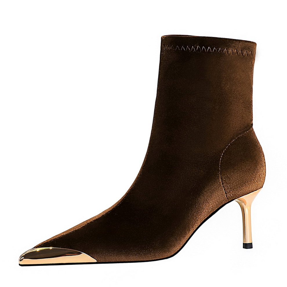 Elegant Women's Velvet Pointed Toe Boots For Party And Evening_voghion.com