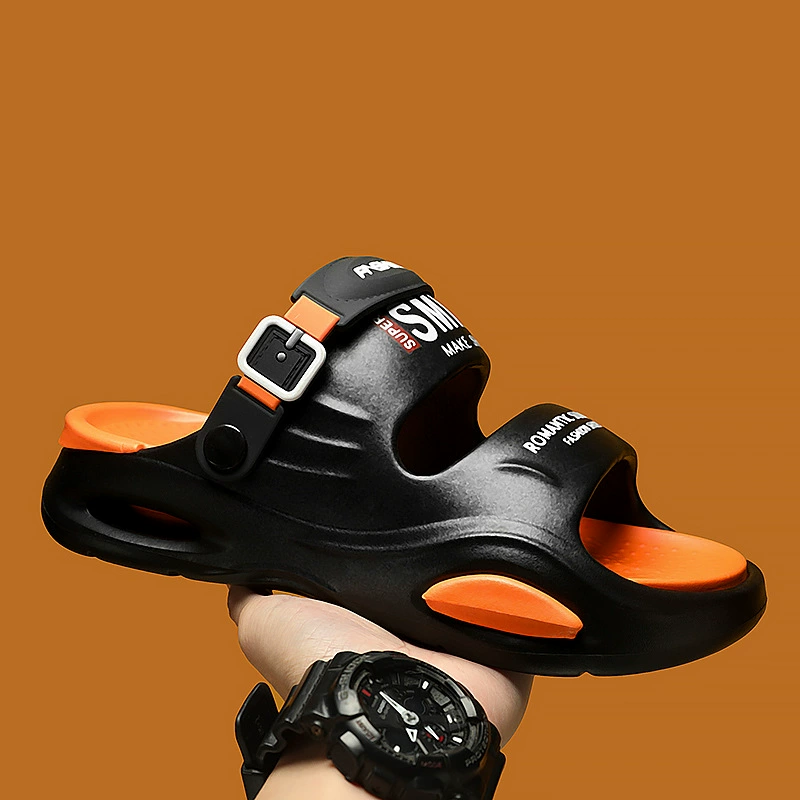 Мужские тапочки, новая летняя верхняя одежда, тапочки для спорта и отдыха, нескользящие тапочки на толстой подошве, пляжные сандалии двойного назначения.