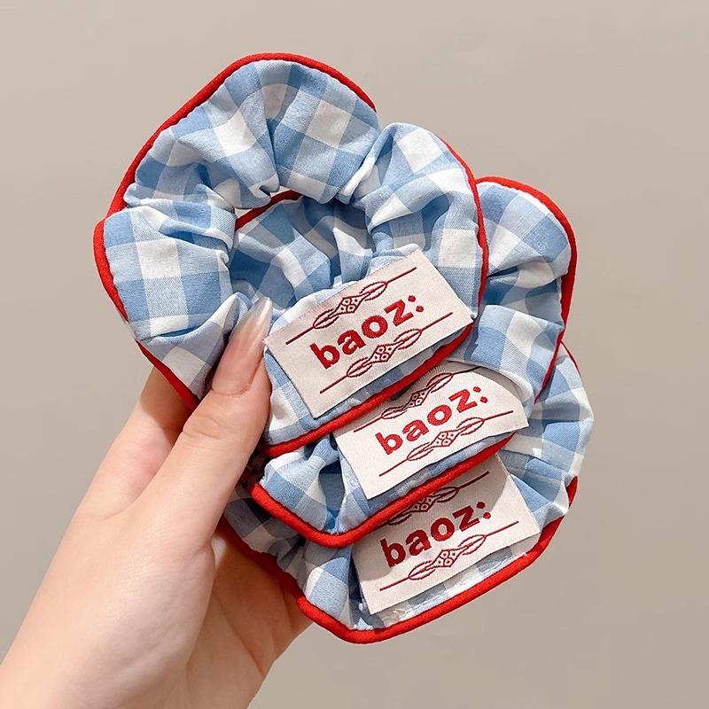 Inswind fresco dulce intestino grueso anillo de cabello de alta sensación azul y blanco cuerdas de cabello cuerdas de cabello de cola de caballo