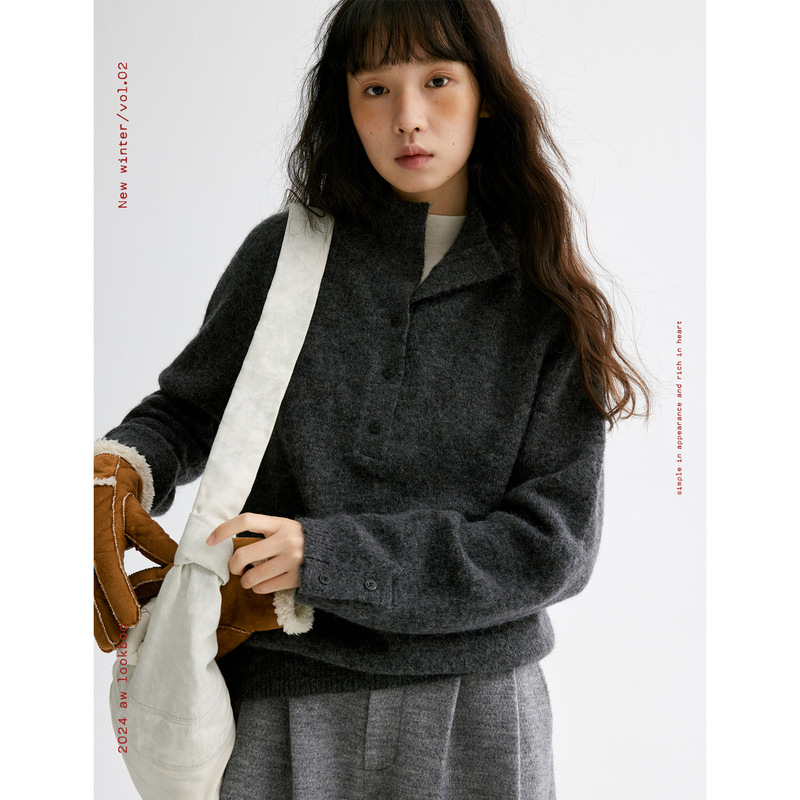 "Sketch Workshop" "Frosted Gingerbread" Alpaca Wool Soft Waxy Half Cardigan Sweater