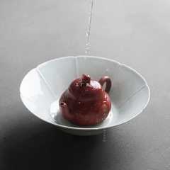 A5L Lake Tian Kiln Celadon Glaze Melon Mouth Plate Zisha Teapot Nurturing Pot Stand Ceramic Teapot Base Dry Brew Stand Water Storage Tea Tray