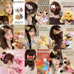 漫画人形ぬいぐるみレッサーパンダヘアピンサイドクリップ大型BBクリップヘアアクセサリーヘアピンメイクアップクリップぬいぐるみ
