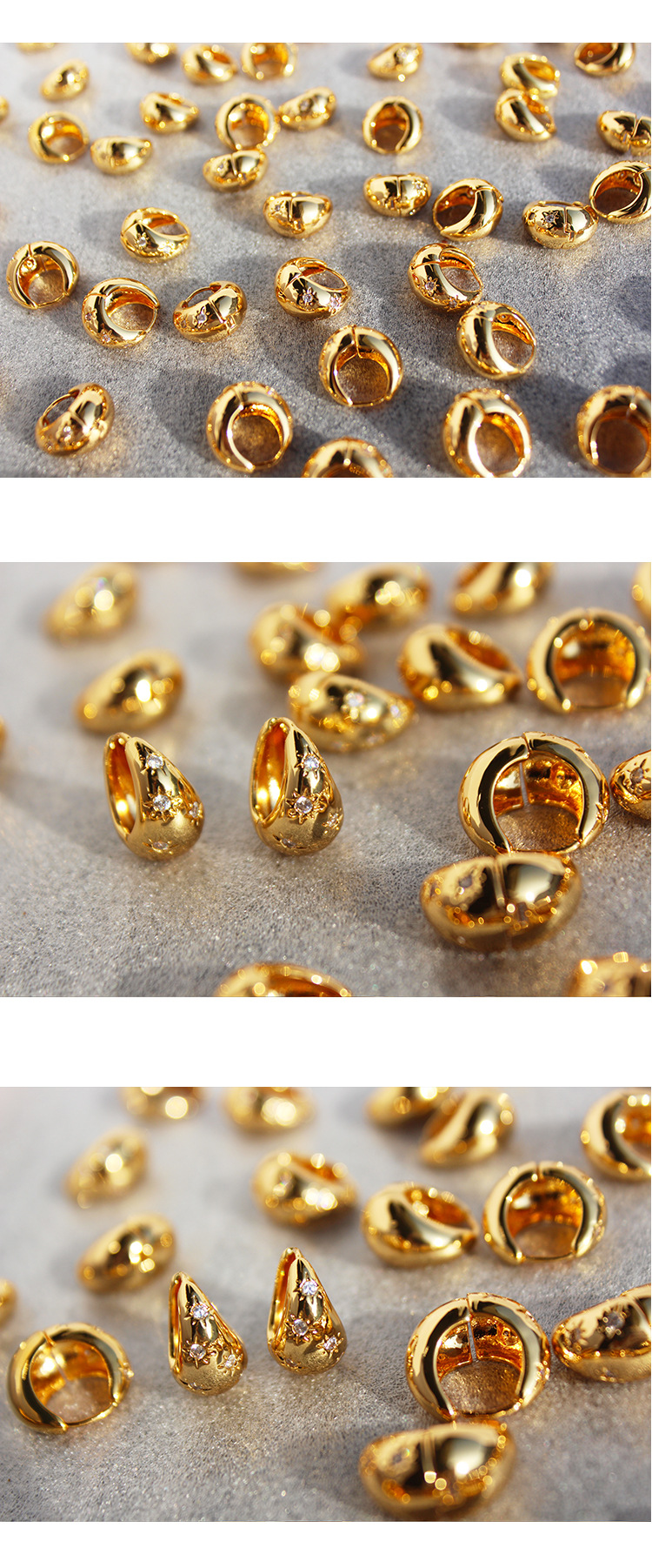 Fashion Water Droplets Copper Plating Zircon Earrings 1 Pair