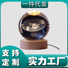 光るヘラジカ水晶球3d内彫刻小夜灯木製デスクトップ置物プレゼント女子誕生日プレゼント卸売り