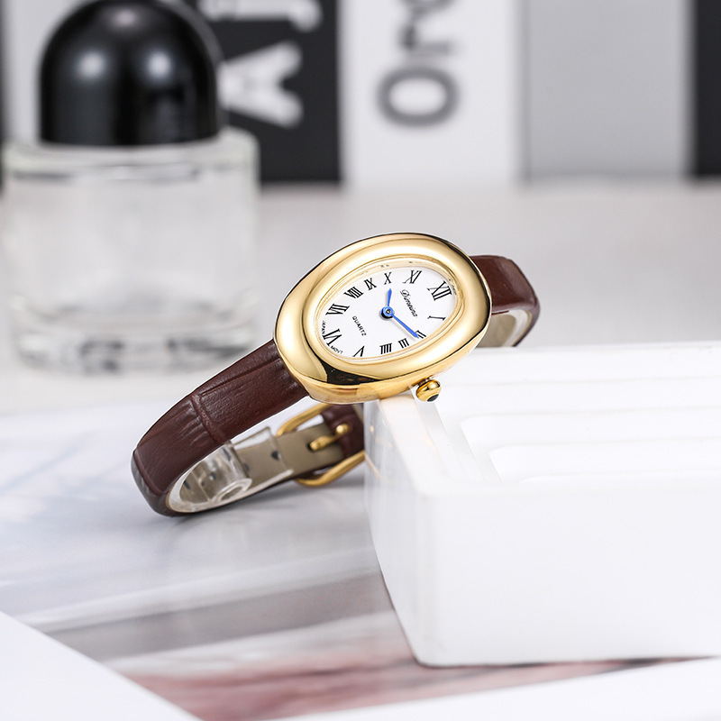 New Timina Oval Belt Women's Watch Retro Goose Egg-Shaped Belt Middle Ancient Waterproof Quartz Watch Wholesale