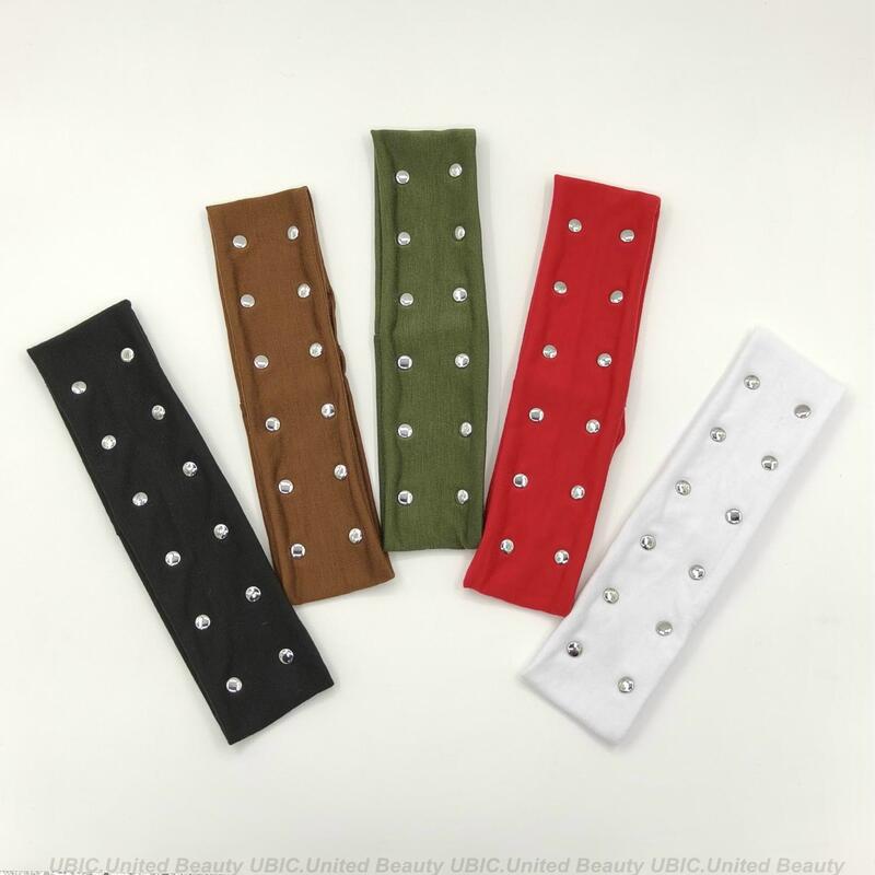 UBIC跨境电商外贸新款ins朋克风弹力布钉扣头带发带Punk Headband|undefined