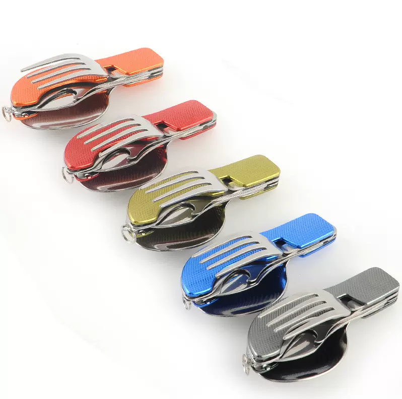 厂家直销 不锈钢野营折叠拆装刀叉勺组合餐具多功能户外勺子刀叉