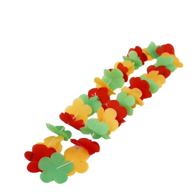 Logotipo impreso guirnalda hawaiana fiesta bar regalos promocionales collar de flores de seda suministro transfronterizo de comercio electrónico