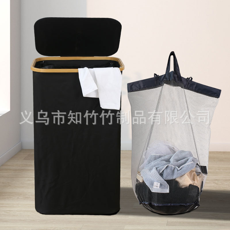Cesta de lavandería de bambú cesta de lavandería cesta de almacenamiento plegable cesta de almacenamiento de juguete cesta de lavandería con tapa de gran capacidad con bolsa interior