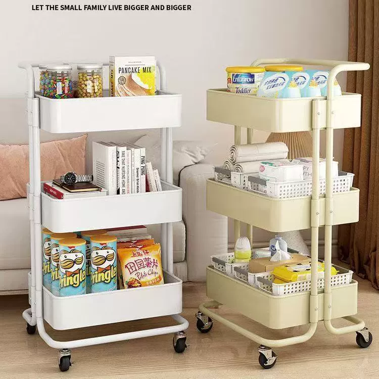 Lask Carbon Steel Kitchen Storage Rack Bathroom Snack Storage Rack Removable Multi-layer Simple Trolley