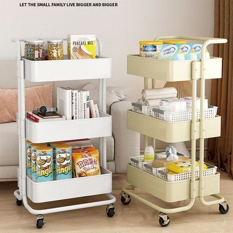 Lask Carbon Steel Kitchen Storage Rack Bathroom Snack Storage Rack Movable Multi-Layer Simple Trolley Lask Carbon Steel Kitchen Storage Rack Bathroom Snack Storage Rack Movable Multi-Layer Simple Trolley
