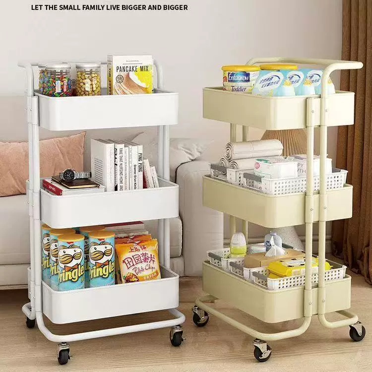 Lask Carbon Steel Kitchen Storage Rack Bathroom Snack Storage Rack Removable Multi-layer Simple Trolley