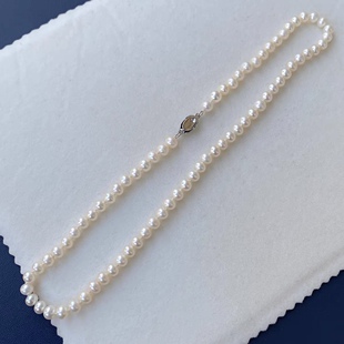 Natural Freshwater Pearl Necklace Close Round Strong Light Necklace Elegant Elegant Wind Clavicle Chain Silver Buckle Women's Gift for Mother