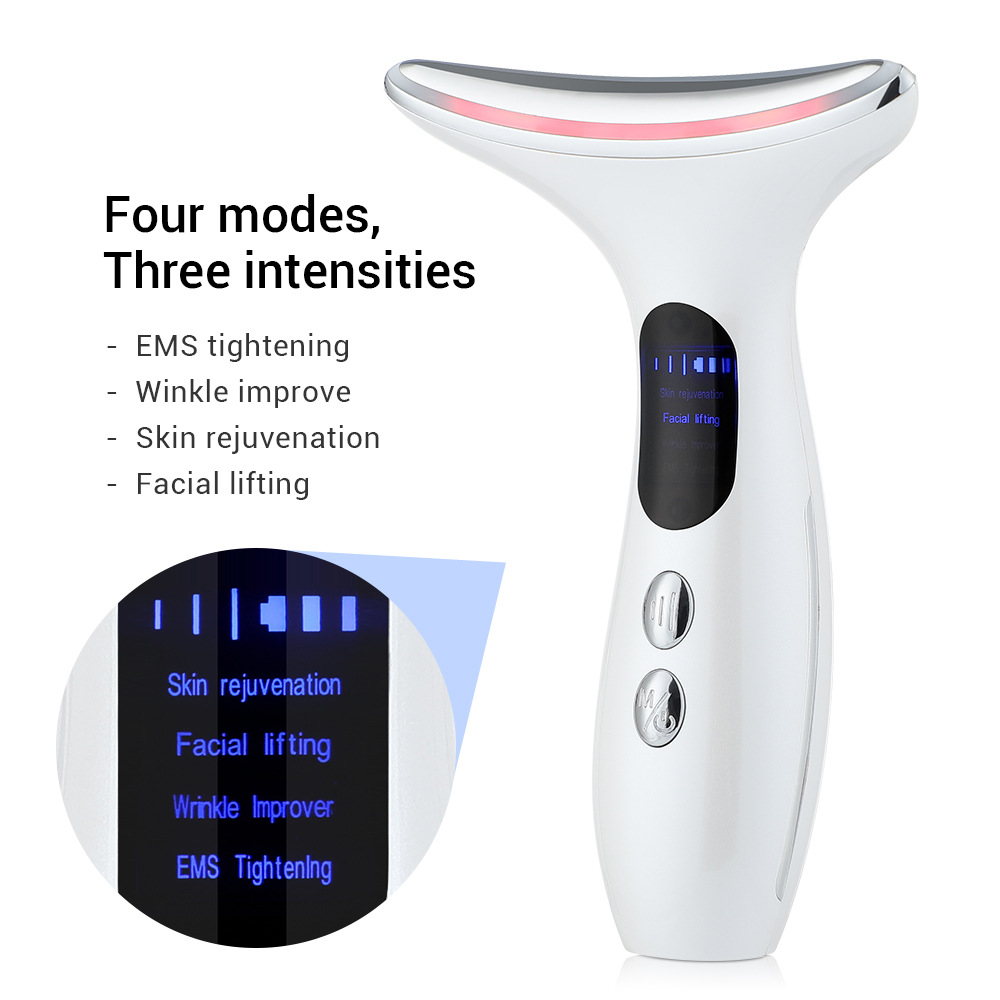 Cross-border EMS Neck Firming Device Home Use Neck Wrinkle Face Massager Neck Support Device Color Light Skin Rejuvenation Beauty Device Ion Transformer