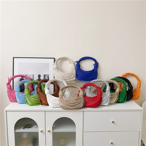 Cross-border personalized ramen knotted bag for women  spring new shoulder bag hand-woven noodles hand bag for women