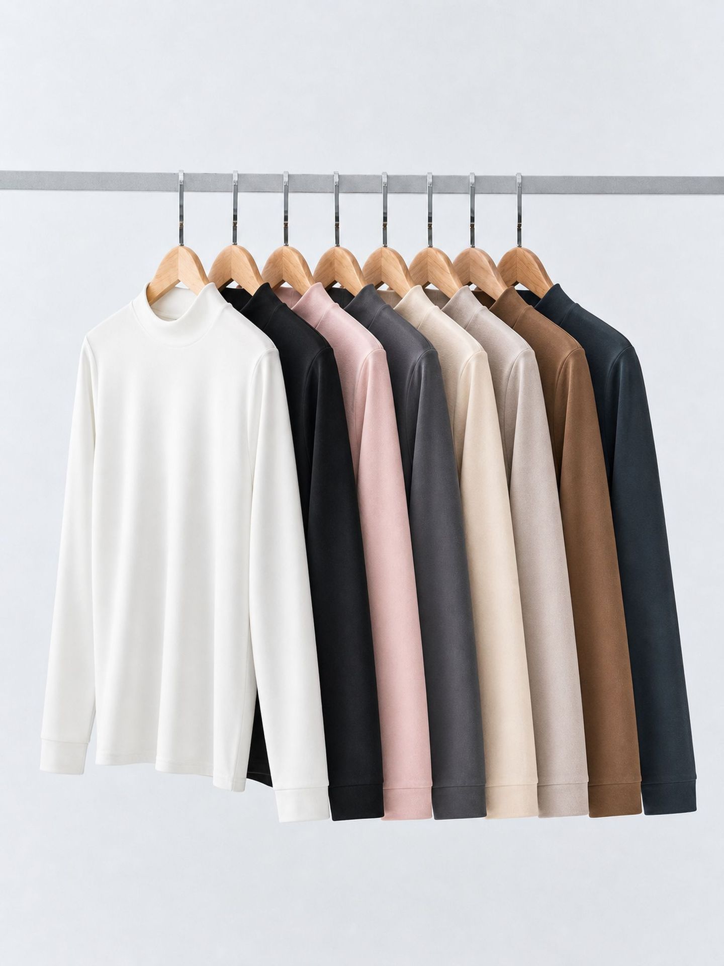 280g double-sided thermal fleece half-high collar base shirt, autumn and winter long-sleeve t-shirt, men's loose-fitting warm solid color base top, women's