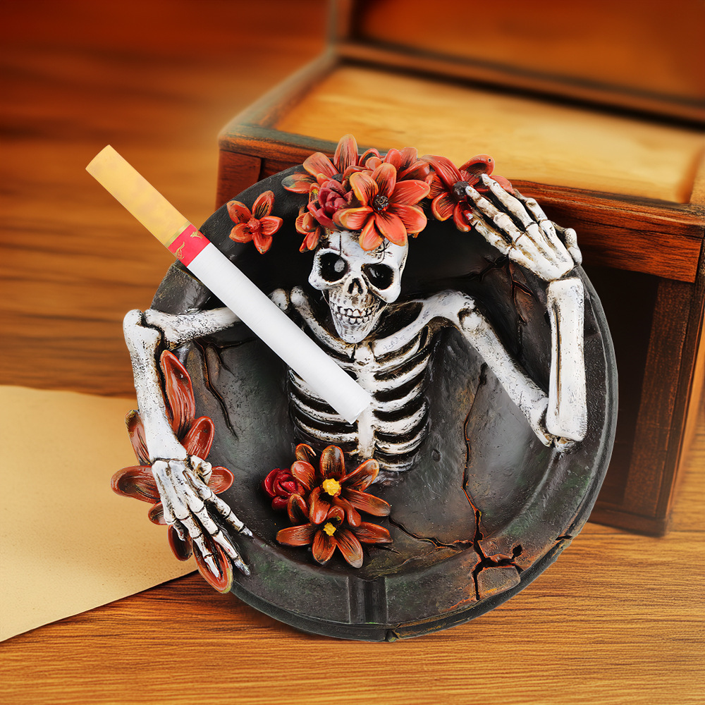 Explosions Personalized Flower Decoration Skull Resin Ashtray Ornaments Halloween Home Desktop Decorations
