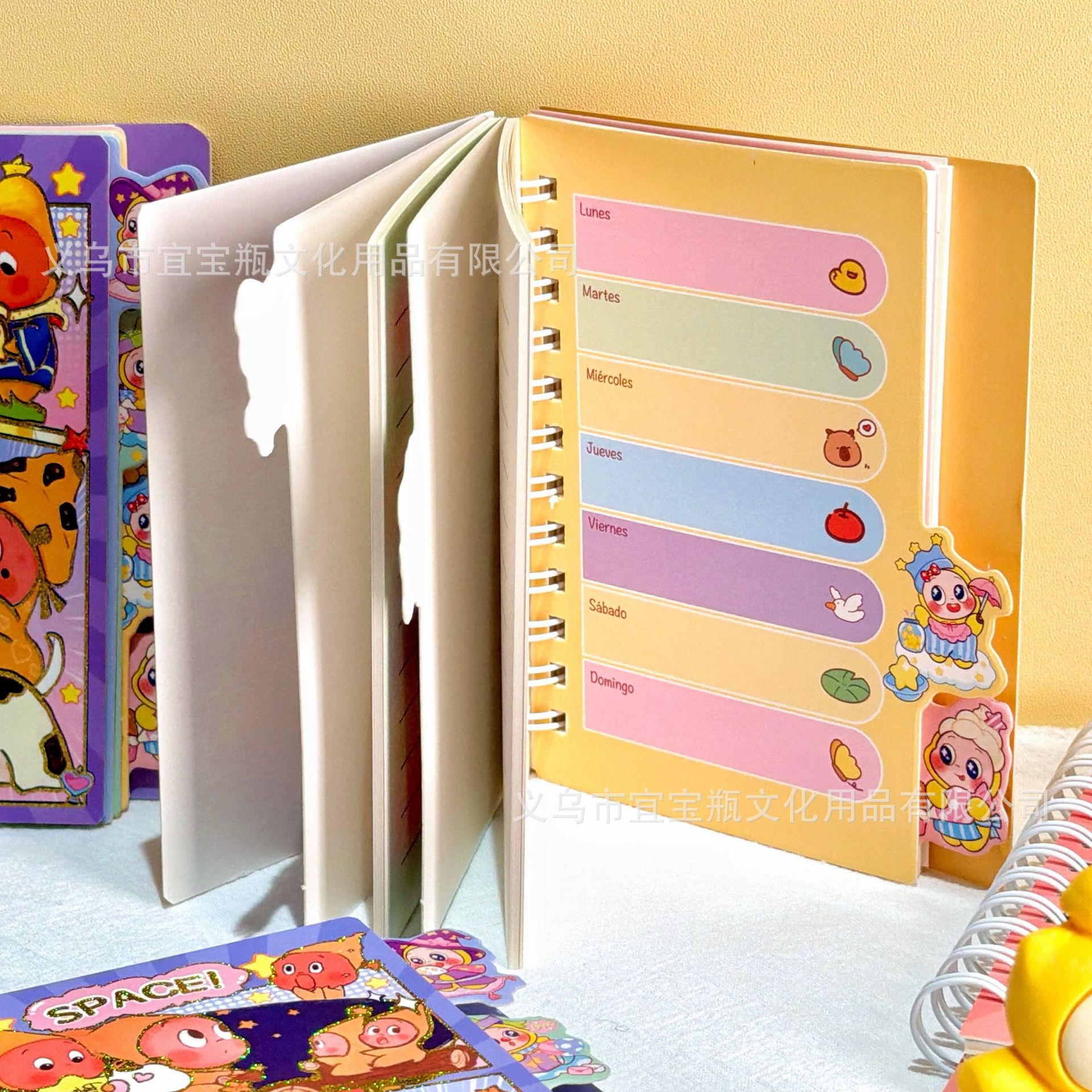 Cuaderno de Espiral con Divisores y Estampado Dorado de Papel para Notas