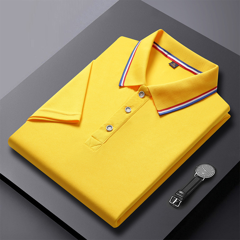 Camisa polo de punto de puesto Camisa polo de manga corta de color sólido de versión pública Camiseta de solapa de verano para hombres y mujeres Camisa publicitaria trabajo