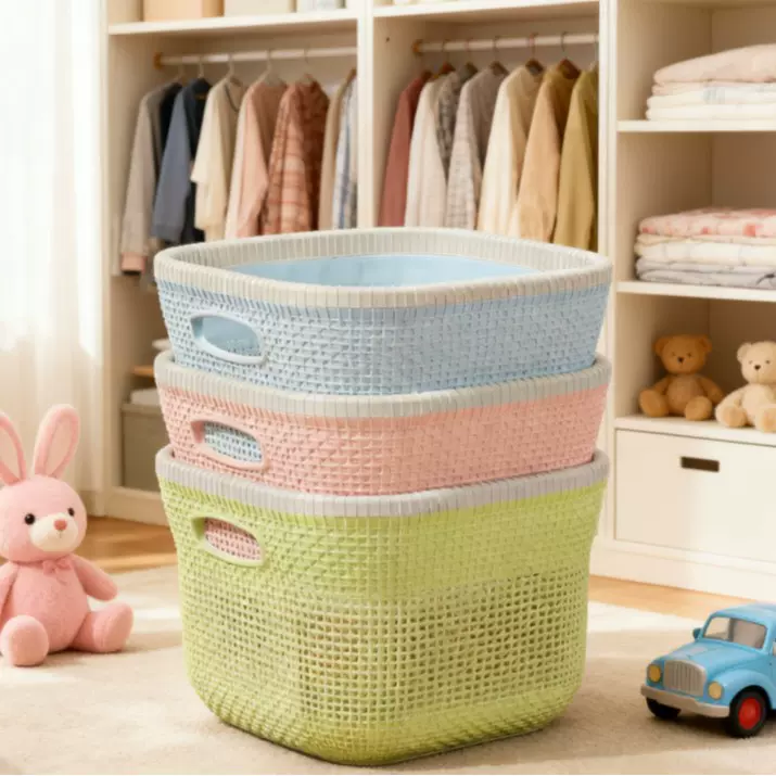 2025新款收纳筐塑料脏衣篮家用浴室洗衣客厅玩具收纳镂空脏衣篓