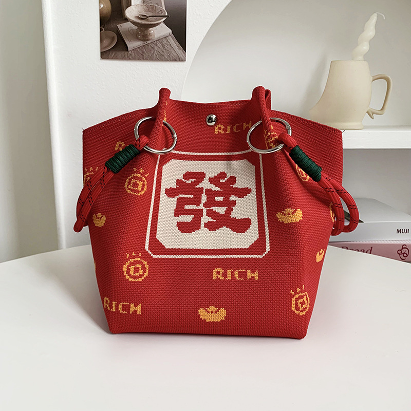 Bolsas de punto nuevas bolsas de hebilla de anillo trenzadas bolsas de mano de hebilla magnética tridimensional bolsas de mano bolsas de mano bolsas de hombro fábrica al por mayor