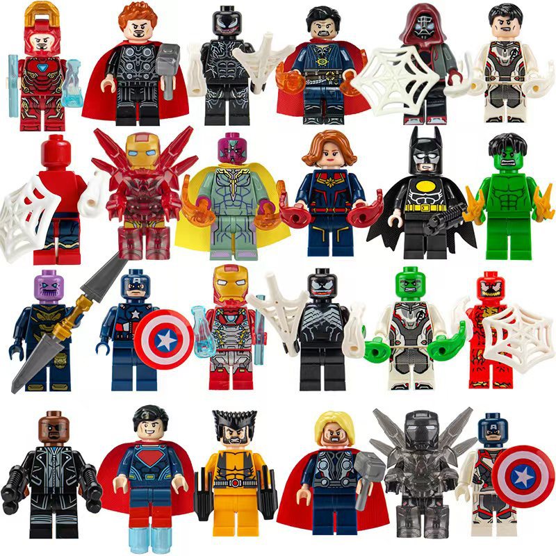 Cross-border Assembled Building Blocks Doll Spider Zhu Rengang Building Blocks 24 Hero Man Full Set Doll Wholesale Children Assembled