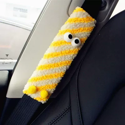 Girls Car Interior Decoration to – Seat belt shoulder pad - yellow-and-gray-striped-safety-belt-shoulder-protector-eye-jiojio-style