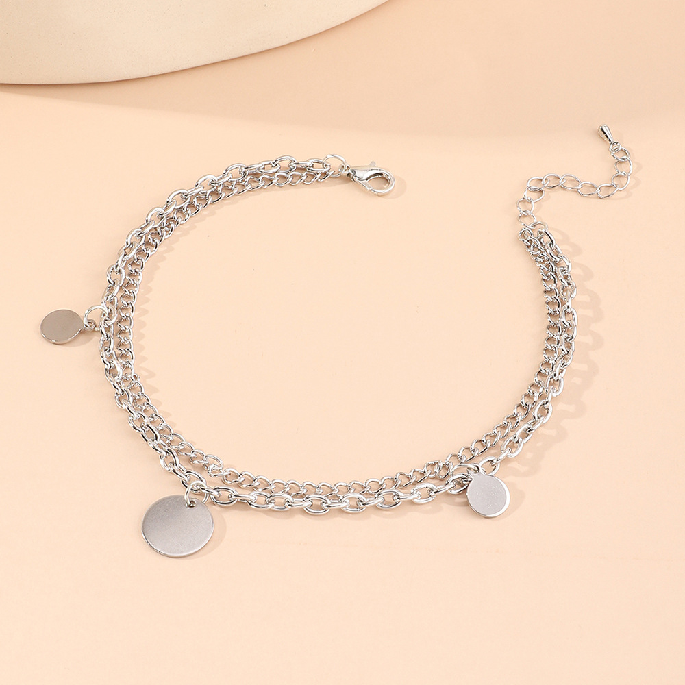 Fashion Double Layered Disc Pendant Anklet Simple Alloy Anklet display picture 2