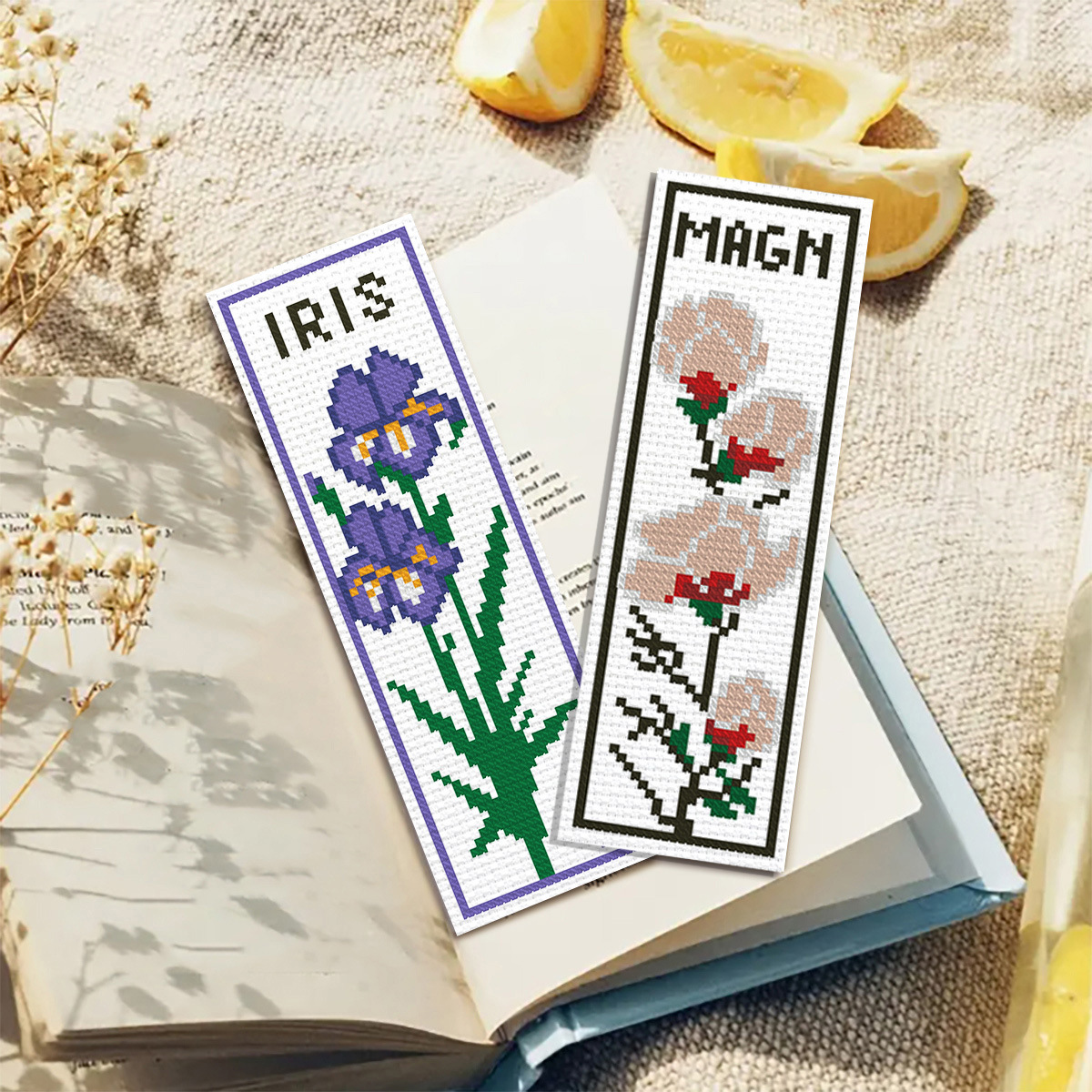 Kits de punto de cruz impresos estilo marcapáginas, éxito de ventas transfronterizas, hermosas flores, artículos pequeños de alta gama, creativos y culturales hechos a mano para principiantes