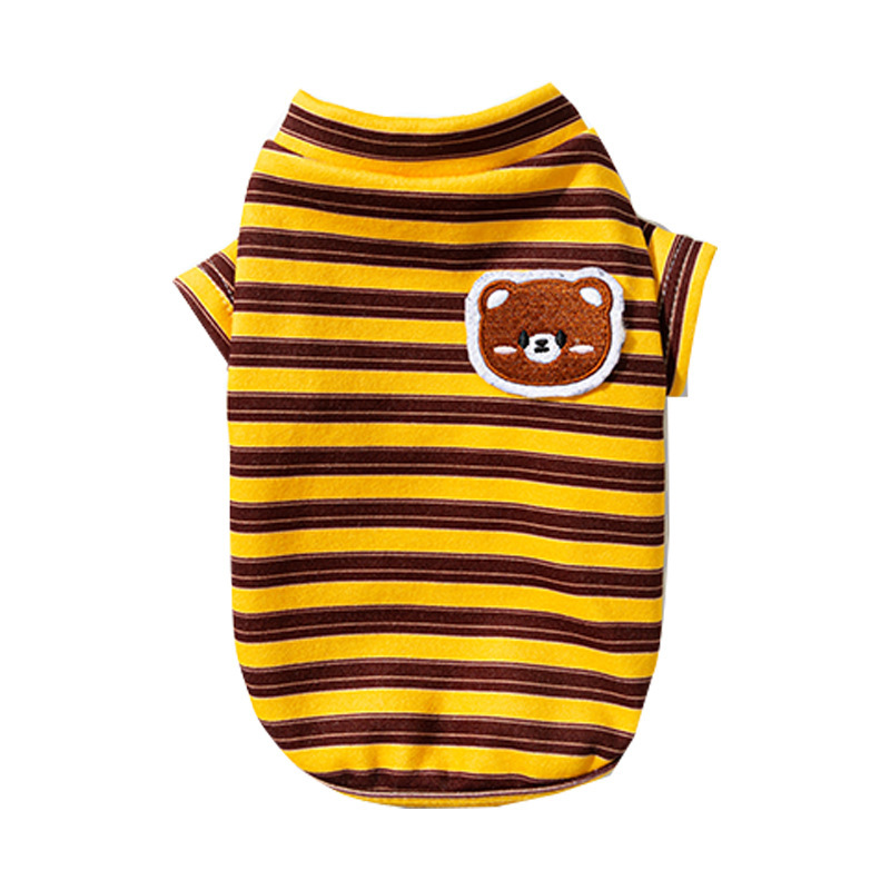 Ropa de casa de primavera y verano para perros Camisa de fondo de animales pequeños a rayas Teddy Perro pequeño Gato Ropa para perros de dos patas