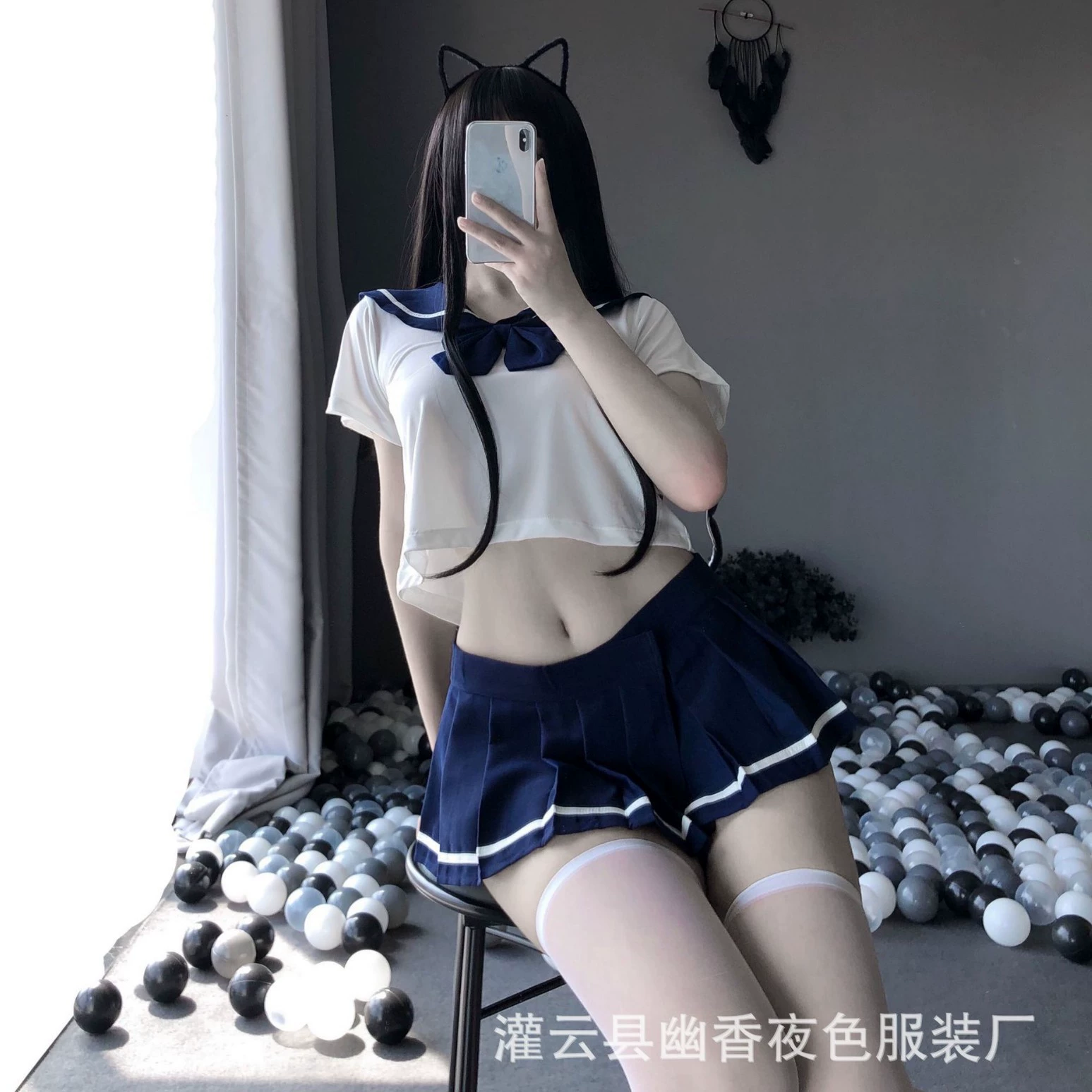 ЛиньЛиньТинь Sex Feelings Funwegian Интересная форма Искушение JK Милый безветренный комплект 2415
