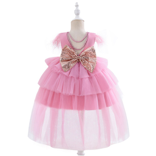 Girls' dress cross-border children's clothing puffy tulle mesh little girl piano performance dress fashionable children's dress princess skirt summer