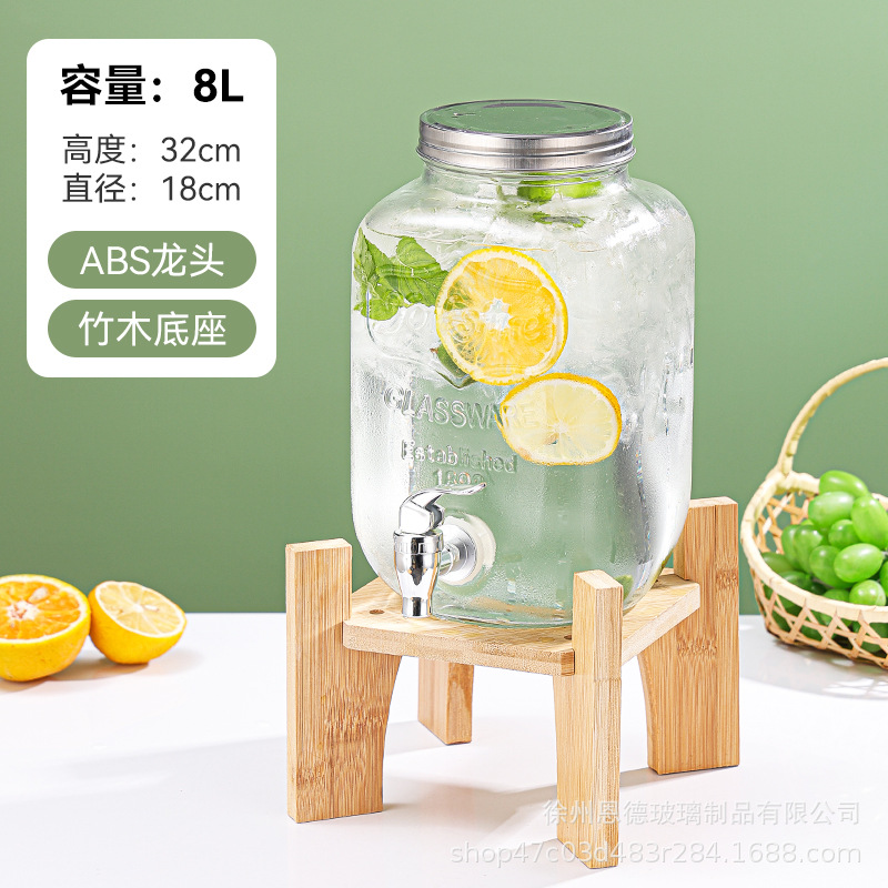 Barril de vidrio grueso barril de cola transparente con grifo sellado barril de frutas taza hervidor certificación de grado alimenticio image 37