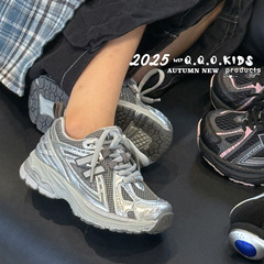 QQO童鞋 2025秋季新款儿童轻便字母运动鞋韩版男女童网面透气跑鞋