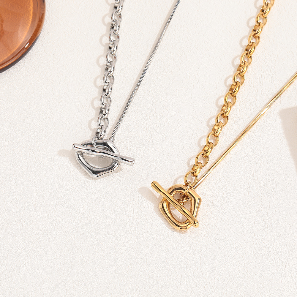 Casual, Outdoor Occasion Titanium Steel Material Wholesale Jewelry Classic Style Solid Color Titanium Steel Toggle Plating Long Necklace Snake Chain
