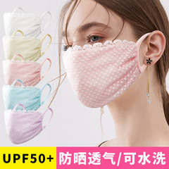 Korean Lace Sunscreen Mesh Fabric with Breathable Grid, Water-Soluble Edge, Amazon Washed Cotton, Thin Summer Fabric