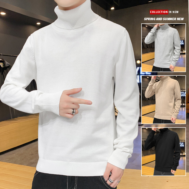 秋季新款针织衫纯色休闲毛衣男薄款修身高领青少年韩版内搭线衣潮